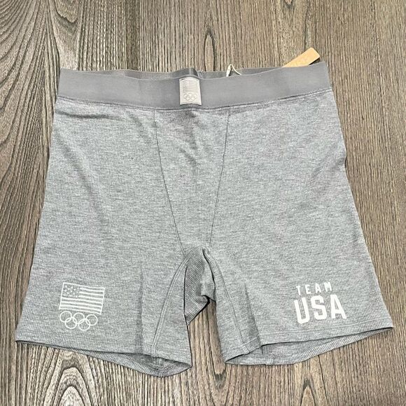 NWT Skims Olympic Rib Boxers Team USA Heather Gray Size L - Picture 1 of 4